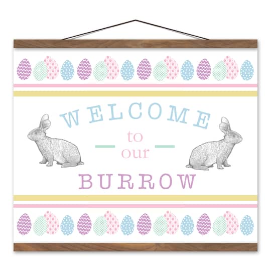 Welcome to Our Burrow 16" x 20" Teak Hanging Canvas
